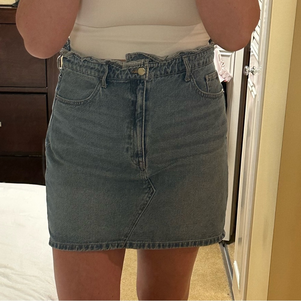 Paperbag denim skirt